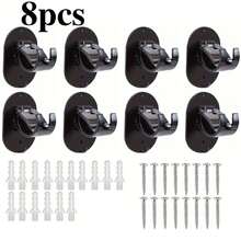 2pcs/4pcs/6pcs/8pcs Shower Curtain Hooks, Window Hooks, Multi-Functional Hooks For Household Use - Black - View 10