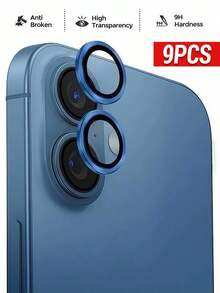 Yezodawee 9片装相机镜头保护膜，兼容 17 Pro Max、17 Pro、17 Air、17、16 Pro Max，超高清独立镜头保护膜，防刮花，超薄钢化玻璃镜头盖，9H钢化玻璃金属相机屏幕保护膜，防震相机保护圈，适用于日常、办公室、家庭使用，防水防震防摔防刮花。 - 藍色 - 查看 21