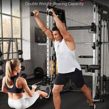 Smith Machine, 2200Lbs Squat Rack With LAT-Pull Down System, Cable Crossover Machine, Smith Bar, Home Gym All In One Training Equipment With Leg Hold-Down And More Attachments - 黑色 - 查看 2