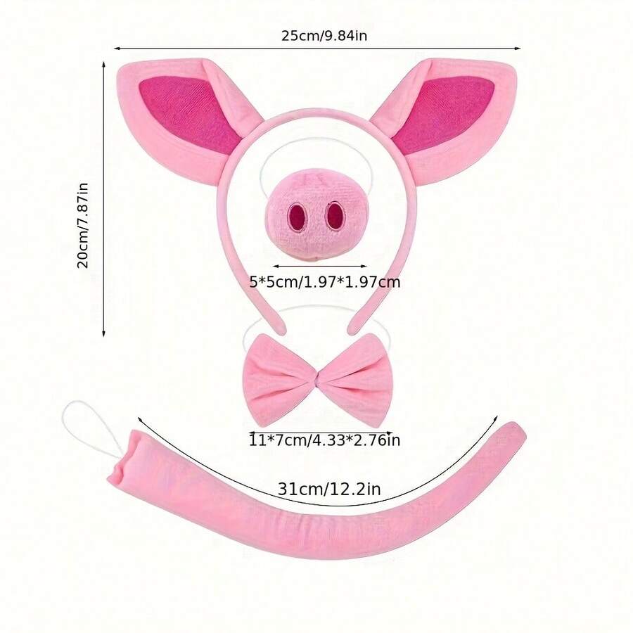 New Fashionable Personalized Banquet Ball Stage Performance Party Plush Pink Pig Headband, Women Halloween Costume Headpiece, Cosplay Animal Pig Headband For Party, Performance, Gathering - Piggy - View 1