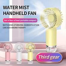 Mini Air Conditioner Handheld Spray Cooling Portable Fan Water Spray Mist Mini Fan Rechargeable 3 Gears For Outdoor Use Spring Gift Birthday Anniversary - Yellow - View 4