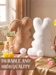 Gối trang trí hình thỏ Phục Sinh bằng vải nhung mềm mại, quà tặng cho ghế sofa, phòng ngủ, phòng khách, trang trí nhà cửa, trang trí lễ Phục Sinh. - màu nâu - Xem 5