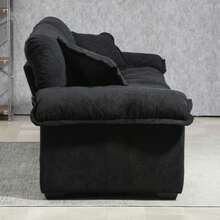 213 Cm Chenille-Tiefeinzelsofa Mit Double-Chichtkissen (Memory-Schaum + Taschenfedern) – Bequeme Zweisitzsofa Für Kleine Wohnzimmer, Apartments Und Büros - Black - View 3