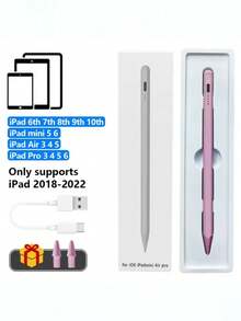 1pc White Aluminum Alloy Stylus Pen And 2 Nibs, Compatible With Ipad Pro Air Mini, Drawing Capacitive Pen Compatible With Apple Tablets Updated After 2018 - Multicolor - View 12