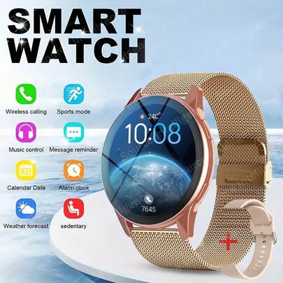 Smartwatch With Wireless Calling/Dialing, Multiple Sports Modes, Call Reminder And Rejection, SMS Reminder, Customizable Wallpaper, Compatible With IOS/Android