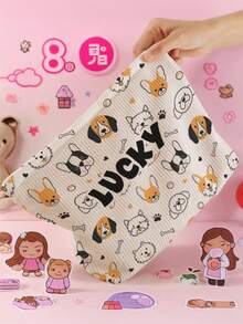 1pc Customized Name Cartoon Puppy Pattern Corduroy Toiletry Storage Bag, Perfect Choice For Organizing Toiletries On The Go, Can Be Customized Based On Your Unique Design, Very Suitable For Children, Print Your Own Name Or Print Your Sister's And Classmates' Names As A Gift To Give To Others - Multicolor - View 8