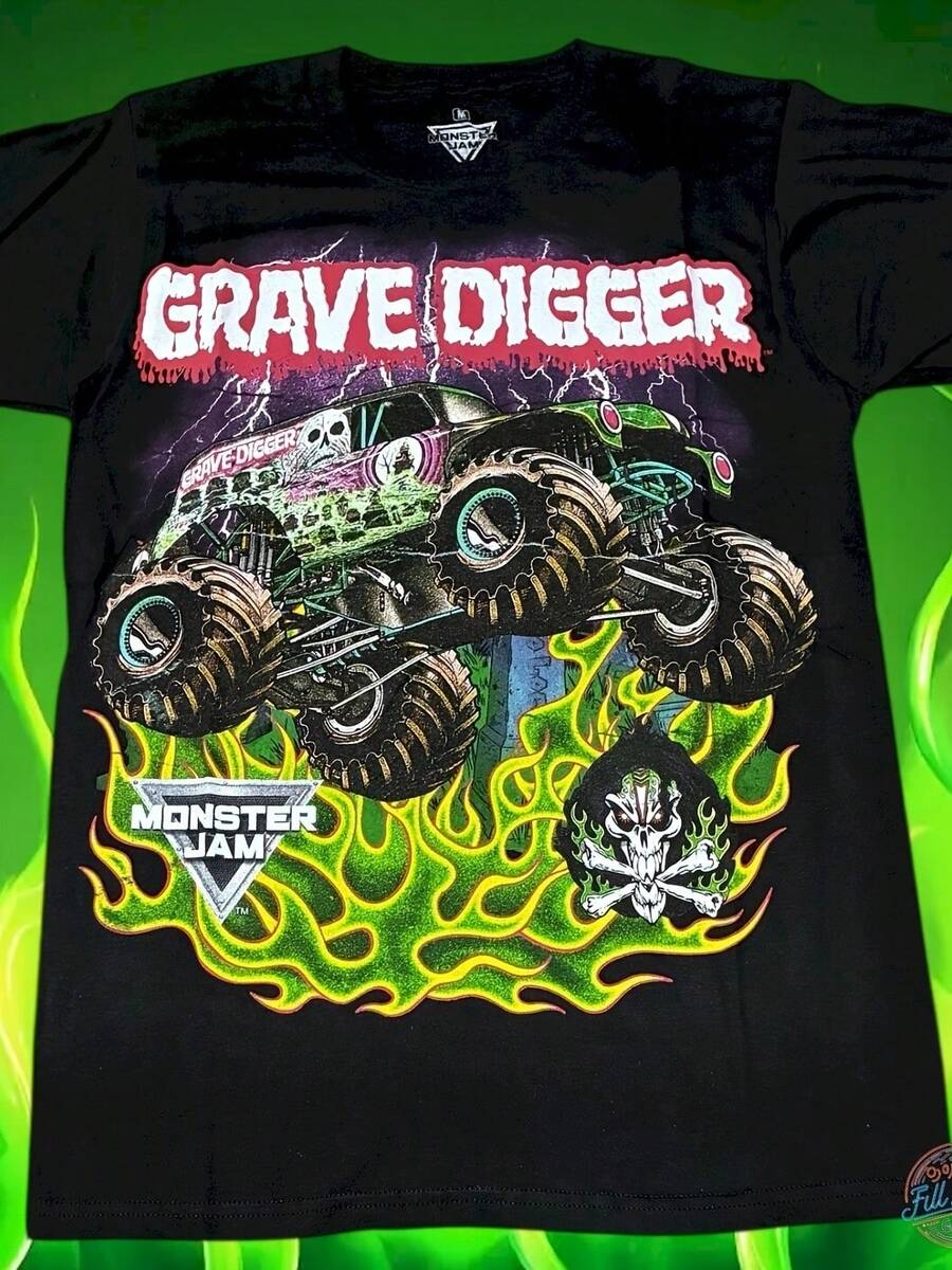 New Grave DiggerS Monster Jam Truck Black Classic Men's T-Shirt - 黑色 - 查看 1