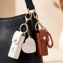 Customized Text Logo Portable Lipstick Case With Heart Shaped Mirror, Cute Minimalist Keychain Gift For Mom/Lover - Heart Shape - View 12
