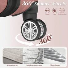 YSTYLE 3/5 Piece Hardside Luggage Set (12, 18, 20, 24, 28 Inch), With Scratch-Resistant And Impact-Resistant ABS Shells, Spacious Design And Four 360-Degree Spinner Wheels - Rose Gold - View 4