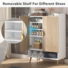 LITTLE TREE Shoe Cabinet With Doors & Adjustable Shelves, 7-Tier Modern Free Standing Shoe Racks Storage Organizer For Entryway, Living Room, Bedroom, Apartments - 白色 - 查看 5