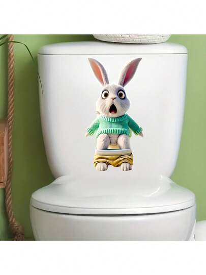 1 件装复活节恐怖兔子图案马桶座贴纸，马桶水箱贴纸，家居装饰浴室浴缸贴纸，墙面装饰，节日装饰，节日礼物