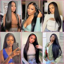 Perruques lisses en cheveux humains pré-épilés, densité 180 %, pré-coupées, lace front 4x4, cheveux de Malaisie, faciles à poser et sans colle, idéales pour les débutantes. - Natural Black - Voir 8