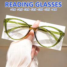 cabecade 优雅猫眼老花镜 - 男女通用，度数范围 +1.0 至 +4.0，非常适合电脑和手机使用 - 透明的 - 查看 8