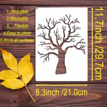 2张A4尺寸可重复使用干树枝艺术模板，家居装饰，墙面装饰，DIY工艺品和礼品，创意项目，画布绘画，PET材质，精准切割，绘画模板，工艺模板，手工爱好，DIY家居装饰，墙面艺术模板，精准切割工艺模板，可重复使用艺术模板，森林美学，树枝艺术设计，高品质可重复使用模板 - Dead tree branches - 查看 4