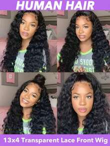 真发预漂白升级版细小发结180密度22英寸深波浪蕾丝前假发真人发全蕾丝大空间13x4透明蕾丝前假发真人发预拔自然发际线预拔自然发际线巴西雷米真人发假发，适合自然黑（8-30英寸） - Natural Black - 查看 1