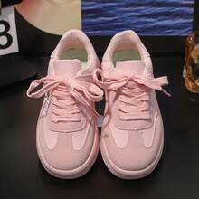 1 đôi giày thể thao trẻ em kiểu retro mới "được phụ huynh chấp thuận", thiết kế giày tập luyện cổ điển, đế chống trơn trượt, phù hợp cho trường học và vui chơi. - Hồng - Xem 2