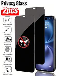2片装隐私屏幕保护膜，兼容 17、16 Pro Max、16 Pro、16e、16、16 Plus、15 Pro Max、15、15 Pro、15 Plus、14 Pro Max、14、14 Plus、14 Pro、13 Pro Max、13、13 Pro、12 Pro Max、12、12 Pro、11、11 Pro Max、11 Pro、XS、XS Max，隐私保护，超清钢化玻璃，9H硬度，护眼防眩光，兼容手机壳。 - 黑色 - 查看 34