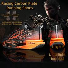 Unisex Fashion Versatile Convenient Rotary Buckle Sports Casual Running Shoes, Shock-Absorbing Carbon Plate Running Sneakers - Orange - View 1