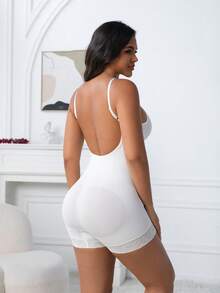 1 bộ đồ định hình không đường may cỡ lớn dành cho nữ, giúp thon gọn eo, kiểm soát vùng bụng, nâng mông, áo liền thân ren hở lưng. - trắng - Xem 5