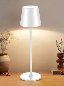 1pc Cordless Black/White Rechargeable LED Desk Lamp, Dimmable Battery Powered Table Light For Indoor Outdoor Cafe Dining - Multicolor - View 8