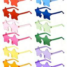 10pcs-Candy Coloured Heathered Glasses With Pentagram Sliced Metal Embellishments Are The Perfect Eyewear Choice For Summer Beach Days, Holiday Parties And Outdoor Activities!, Back To School Valentine Day - 彩色 - 查看 2