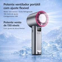 Portable Turbo Fan With Digital Display, Brushless Motor, 150 Speeds And USB Charging - Grey - View 1