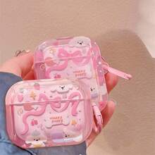 Pink Cartoon Protective Case Suitable Compatible With Apple Wireless Earphone Case, Scratch-Resistant And Shockproof - Clear - View 2