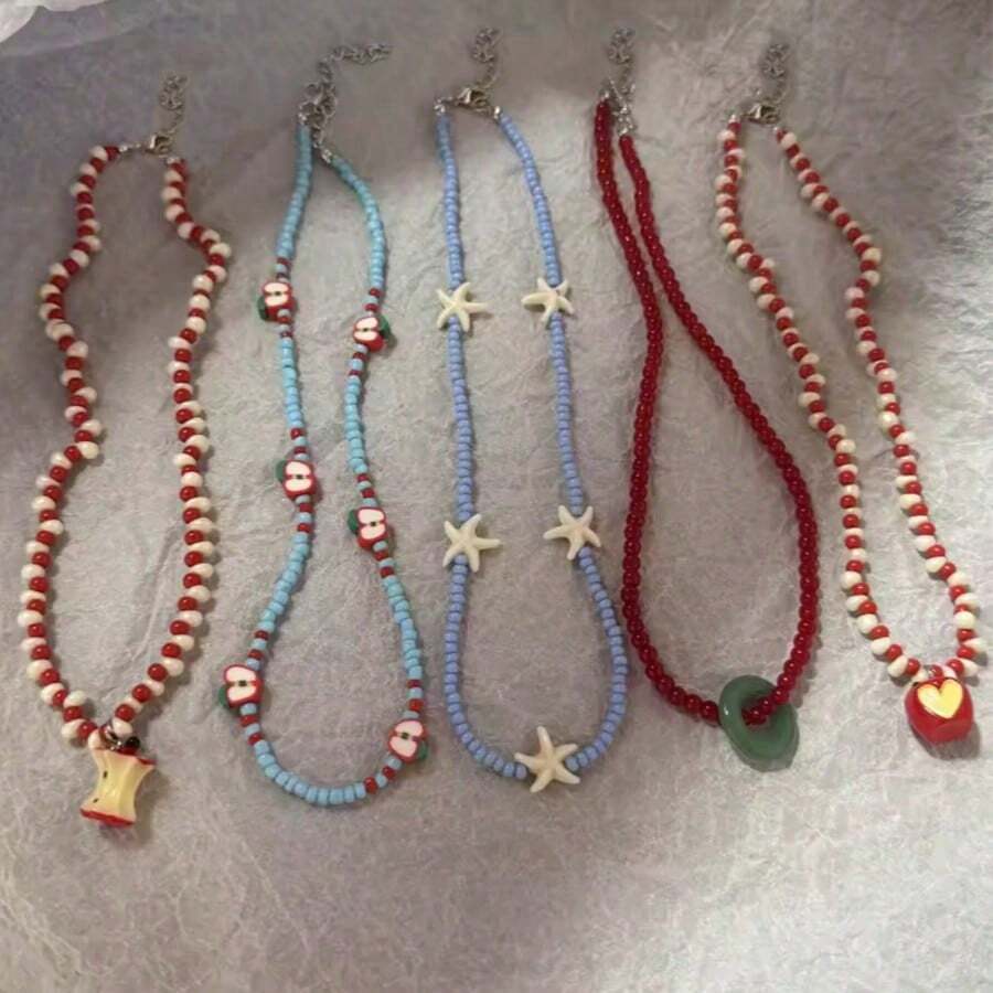 Colar de Conchas Colorido Ajustável Feito à Mão com Contas e Pingente de Cristal, Fabricação de Joias Boêmias - Multicolorido - Visão 1