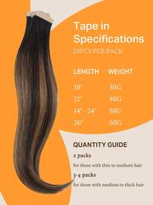 DOORES 50g 20 Stücke Film-basierte Haarextensions 100% Remy Echthaar Dunkelbraun bis Kastanienbraun Hitzebeständig Bügelbar Färbbar Nahtlose Klebe-Haar Volumenverstärkung - S2/10 - Übersicht 4