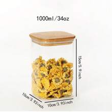 5/9/14/27/34OZ Square Glass Storage Jars Set, Stackable Kitchen Canisters With Airtight Bamboo Lids, Wide Mouth Clear Food Containers For Nuts Coffee Beans Spices Biscuits, Ideal Holiday Gift - Nhiều màu - Xem 17