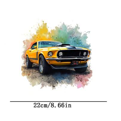 1pc Vintage Car Heat Transfer Patch, Suitable For T-Shirts, Jeans, Sweaters, Handbags, Pillows, Cushions, Washable And Ironable