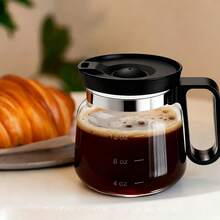 16 Oz Ounces Coffee Glass Pot Tea Cup Mug Collectible  (CoffeePot),With Spill Proof Lid Heatproof Glass Mug Large Capacity Ideal Gift For Coffee Lovers (1pcs) - 黑色瓶蓋 - 查看 8