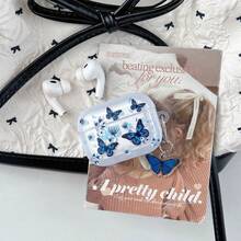 Blue Butterfly Design Protective Case Compatible With Apple Bluetooth Earphones, Shockproof And Scratch-Resistant Cover Compatible With Apple Bluetooth Wave Earphone Case - Clear - View 13