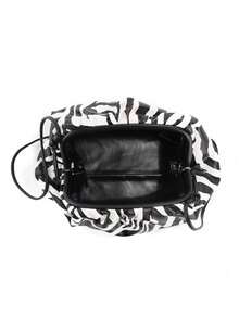 时尚日手拿饺子包斑马纹全息云朵包夹式钱包女士褶皱手提包奢华设计师斑马纹柔软云朵包女士手提包饺子包女士钱包大容量斜挎包 - 黑與白 - 查看 10