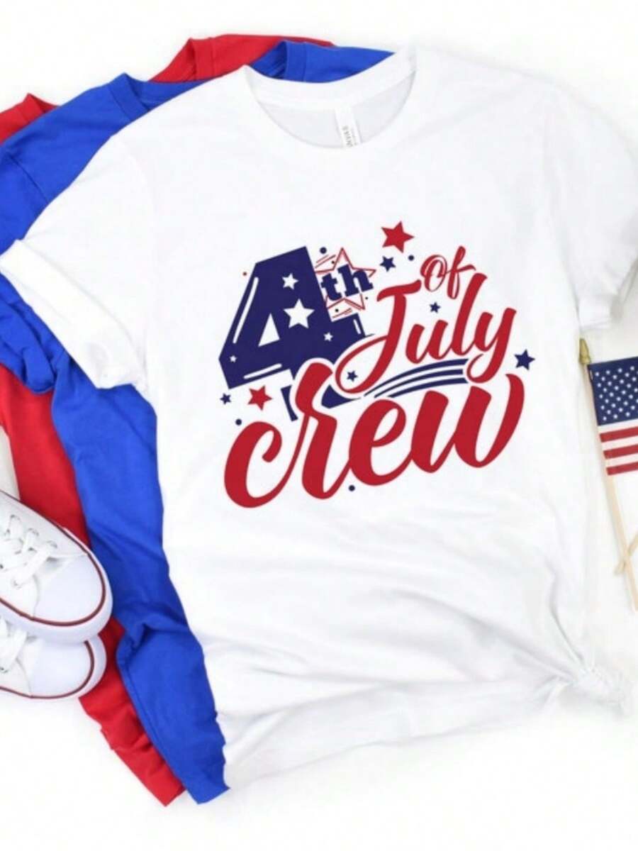 Family 4th Of July, Fourth Of July Crew, Independence Day, 4th Of July Crew, Family Matching Shirt, Patriotic T-Shirt (2) - 白色 - 查看 1