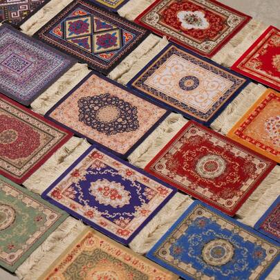 1 pieza Juego de posavasos cuadrados con flecos estilo bohemio, decoración de mesa de estilo retro y arte del Medio Oriente para fiestas de Año Nuevo, San Valentín y esenciales de mesa