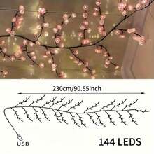 Albero di ciliegio artificiale con luci, adatto per feste, ristoranti, sale da ballo, decorazione da parete, matrimoni, decorazioni natalizie, per creare un'atmosfera domestica - B-Rosa - Visualizzare 10
