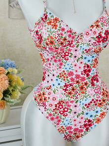 1pc Women's One-Piece Swimsuit, Adjustable Shoulder Straps, Ditsy Floral, Underwire, Suitable For Beach, Pool, Holiday Party, Great Gift Idea Vacation Summer - Multicolor - View 9