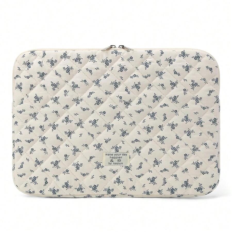 Puffy Laptop Sleeve 13-15.6 Inch Cute Quilted Laptop Protective Case Padded Floral Computer Sleeve For MacBook (A-Light Blue, 15 Inch) - A-淺藍色 - 查看 1