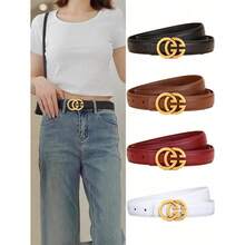 1pc Ladies' Cowhide Belt, All-Match Ornamental Waistband, Suitable For Business And Casual Outfits, Simple Design With High-End Vibe - Multicolor - View 1