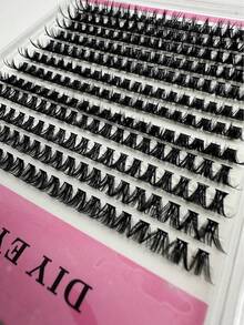 New 240 Pieces/12 Rows Of Fluffy DIY False Eyelash Clusters, 8-16mm Exquisite Cluster Eyelashes, Black False Eyelashes Set For Daily Makeup, D-Curl Plumping False Eyelashes, DIY Eyelash Set, Individual False Eyelashes, False Eyelashes - Black - View 7