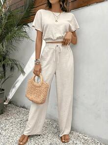 Lady's Comfortable Vacation Work Uniform For Casual And Fashionable Wear - 杏色 - 查看 2