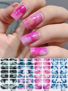 4pcs Tie Dye Nail Art Stickers, Marble Pattern Nail Decals For Women, Self-Adhesive Nail Stickers, Easy To Use Nail Supplies Nails - Multicolor - View 2