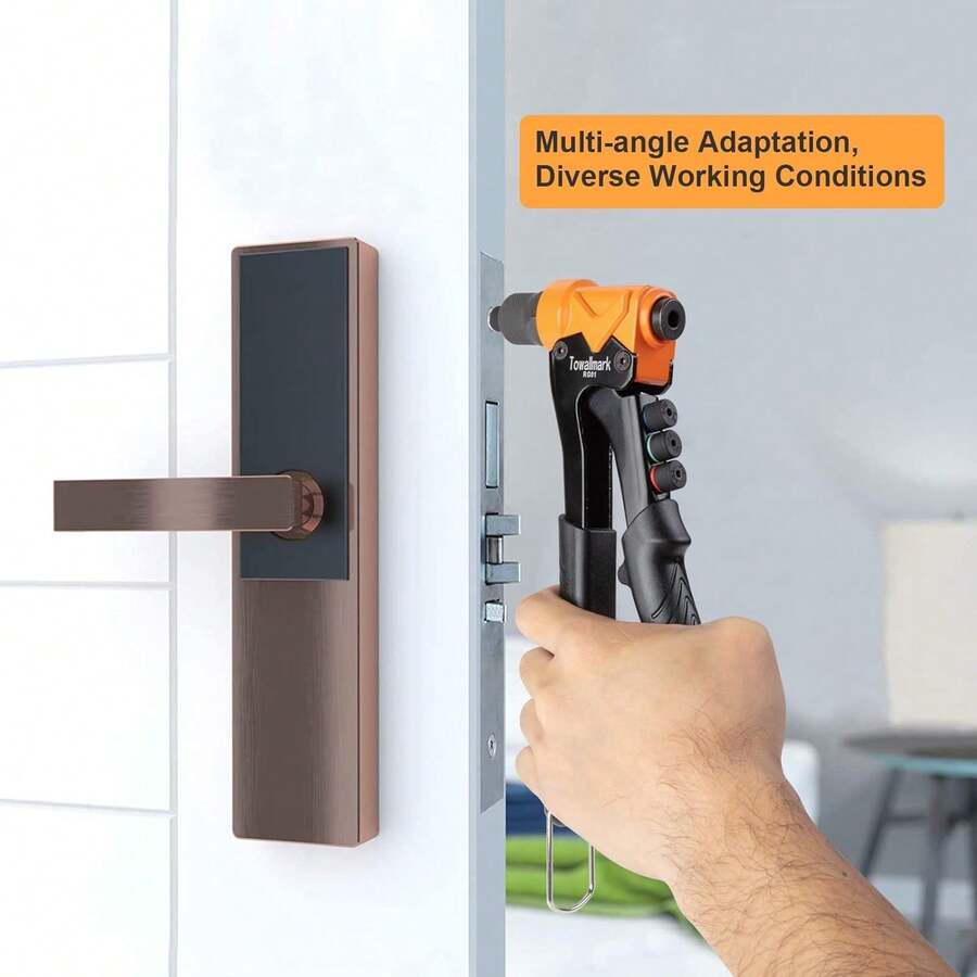 Rivet Gun, Pop Rivet Gun Kit With 200pcs Rivets, 4-In-1 Heavy Duty River Gun Tool/Rivet Gun Kit, 3/32 Inch, 1/8 Inch, 5/32 Inch, 3/16 Inch 4 Replaceable Nozzle For Metal, Plastic, Leather - Black - View 1