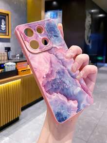 1个粉色大理石纹理防震手机壳，UV印刷，适用于三星/Galaxy/Infinix/Redmi/OPPO/VIVO/Realme安卓机型 - 粉色 - 查看 4