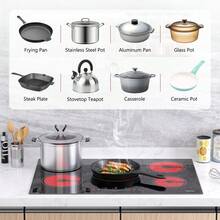 Electric Cooktop 30 Inch, IsEasy Ceramic Cooktop 5 Burners, Electric Stove Top Built-In Countertop 8200W With 9 Heating Level, 220-240V, Hard Wire, No Plug - Black - View 11