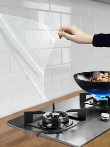 1 Roll High-Definition Transparent Protective Film, Adhesive Kitchen Sticker Waterproof Oil-Proof Fireproof, Suitable For Tabletop, Wall, Coffee Table, Dining Table, Furniture, Marble Sticker, Scratch-Resistant Heat-Resistant Renovation Sticker - Multicolor - View 9