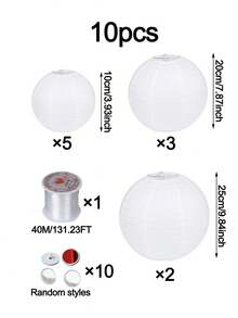 White Decorative Paper Lanterns, White Paper Lantern Set For Wedding Season, Paper Lantern Shades, DIY Craft Home Decor, Wedding Party, Anniversary, Birthday Party, Ceiling Decor - Nhiều màu - Xem 14