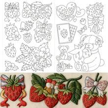 DIY刺绣套装，含线针，可爱小熊甜点图案，自粘水溶性刺绣贴纸，适用于手工缝纫 - A - 查看 6