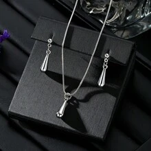 VKME 3件套金属材质水滴项链耳环首饰套装 - XH92825701-02 - 查看 4